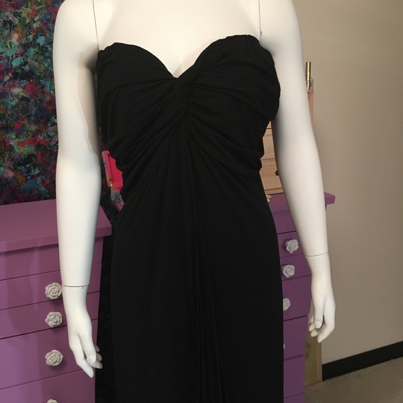 City Chic Strapless Jersey Knot Dress Black - Picture 4 of 12